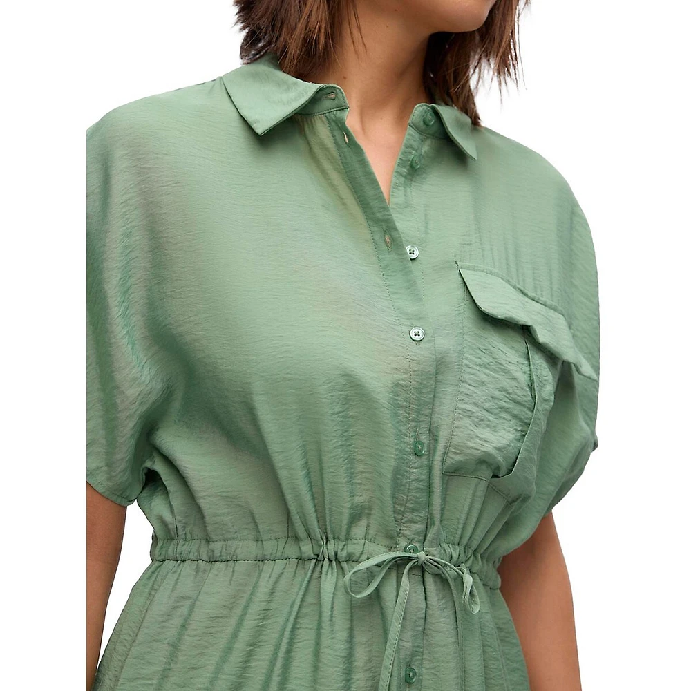 Robe chemise mi-longue à cordon de serrage Iris