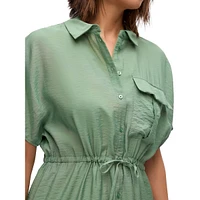 Robe chemise mi-longue à cordon de serrage Iris