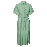 Robe chemise mi-longue à cordon de serrage Iris