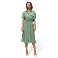 Iris Drawstring Midi Shirtdress