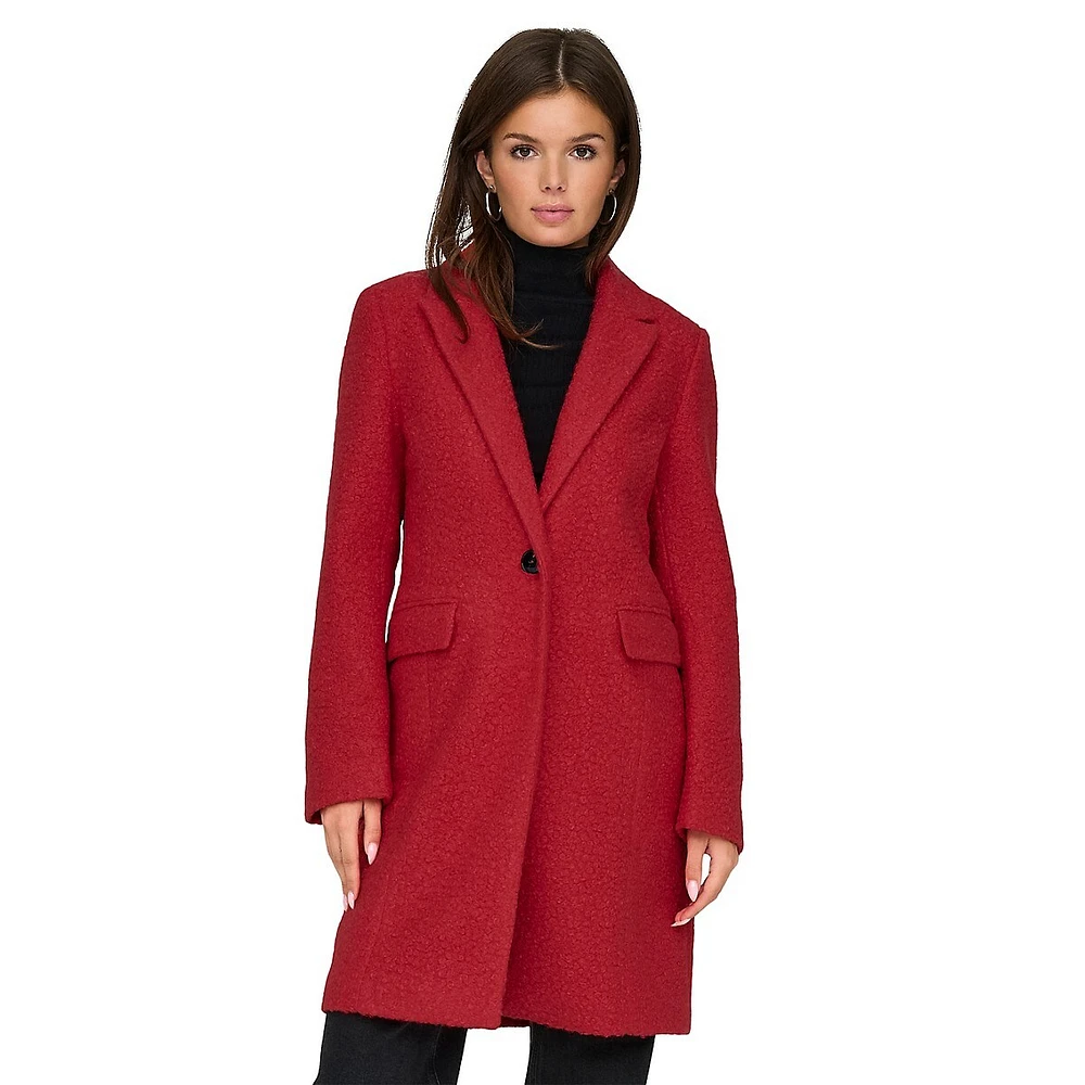 Valeria Bouclé Single-Button Coat