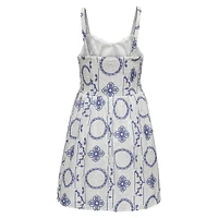 Sleeveless Embroidered Print Fit-&-Flare Dress
