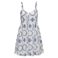 Sleeveless Embroidered Print Fit-&-Flare Dress