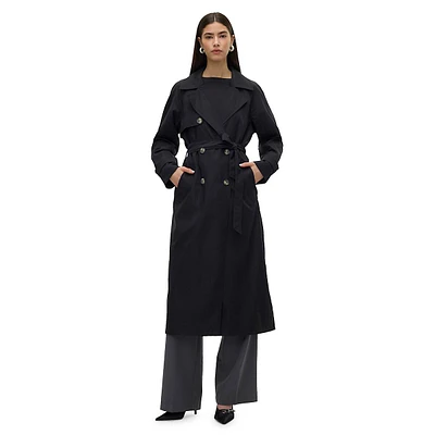 Tessagold Double-Breasted Knee-Length Trench Coat