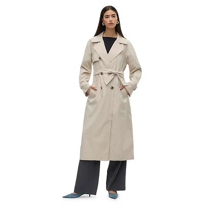 Tessagold Double-Breasted Knee-Length Trench Coat