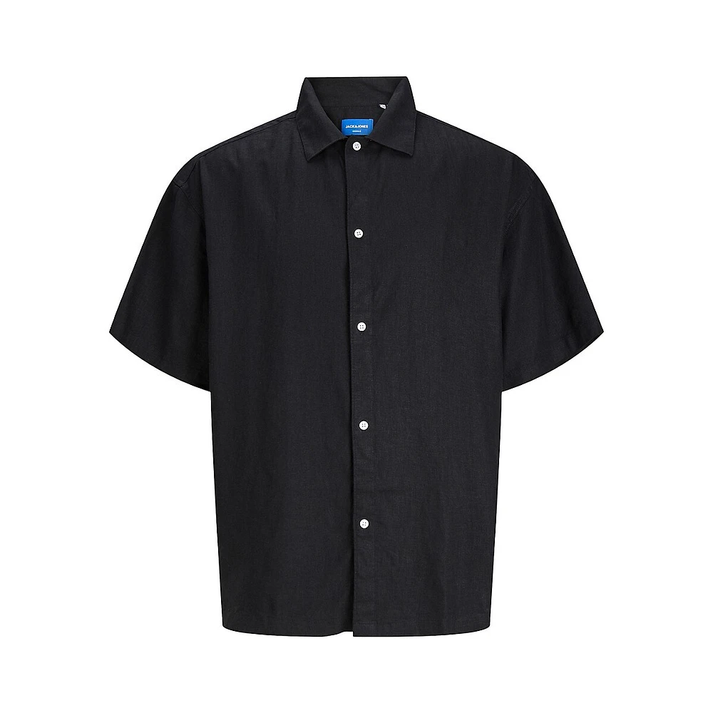 Faro Oversized Linen-Viscose Short-Sleeve Shirt