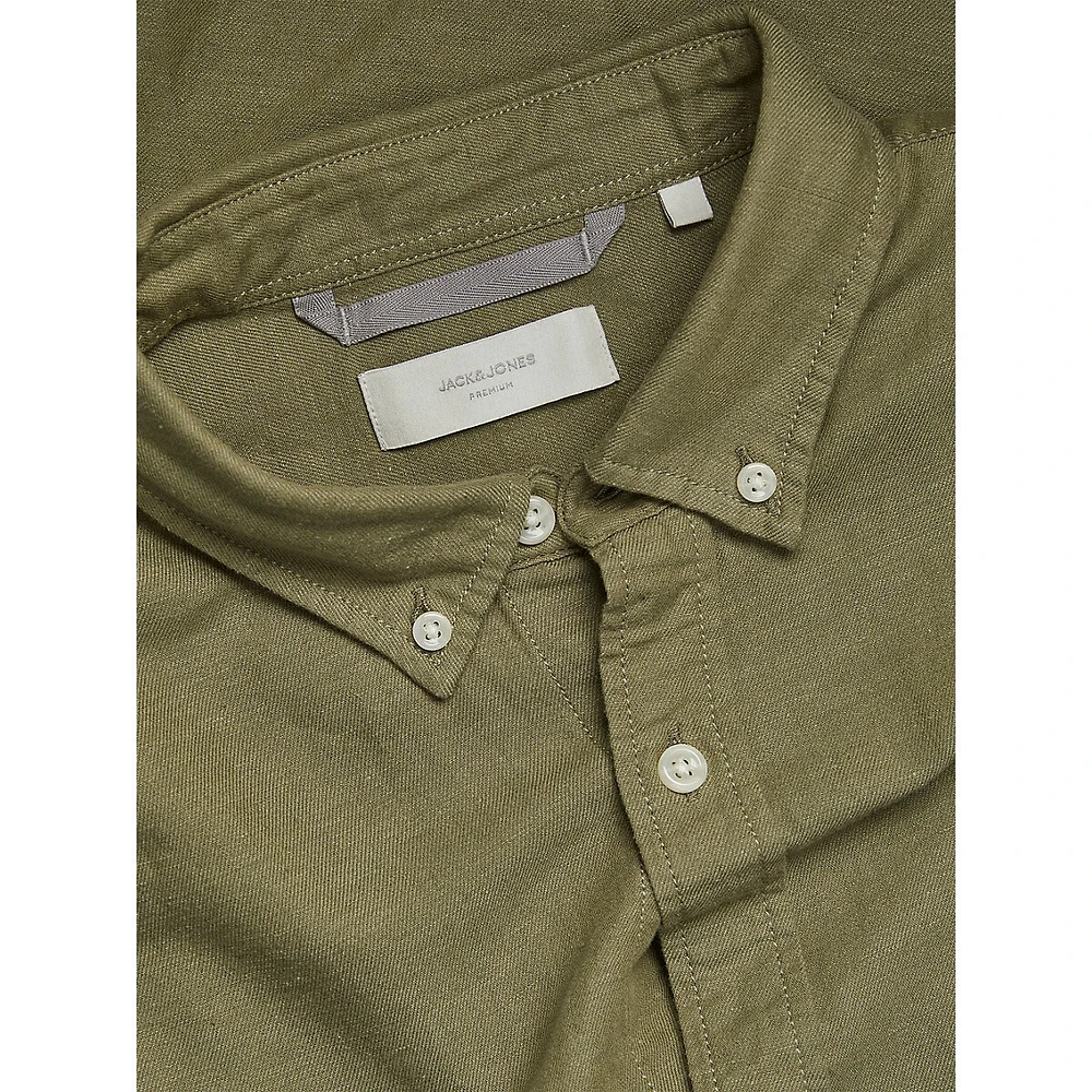 Maze Linen & Cotton Button-Down shirt