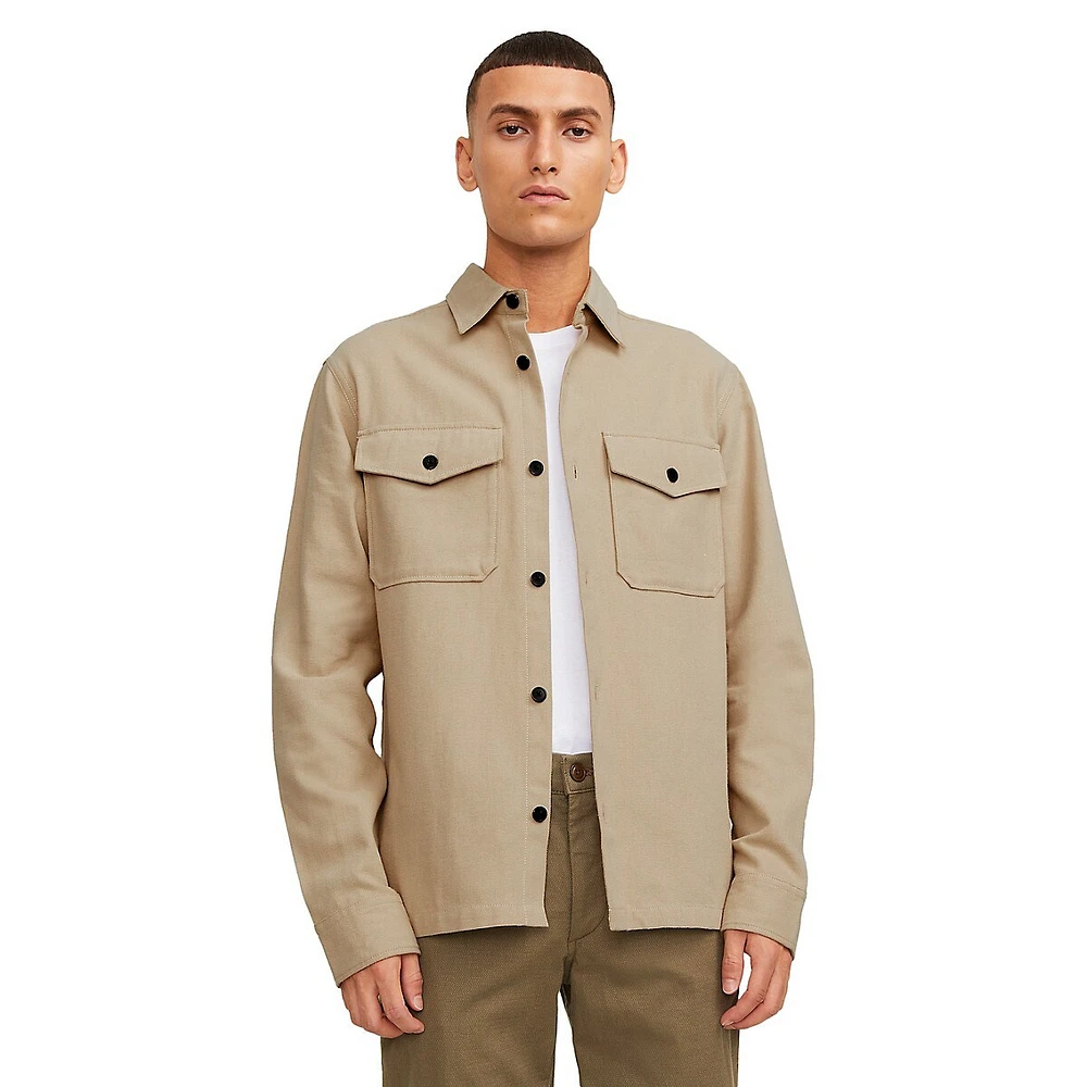 Comfort-Fit Cotton & Linen Overshirt