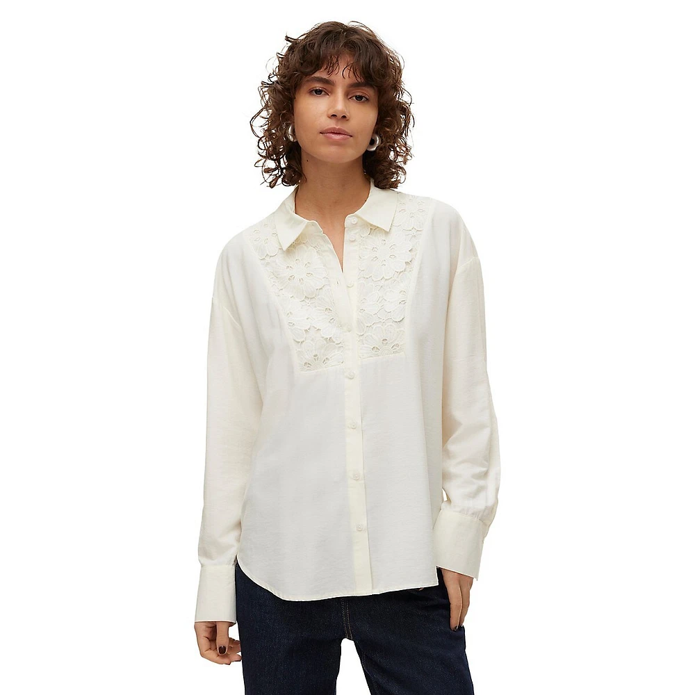 Gigi Lace-Detailed Poplin Shirt