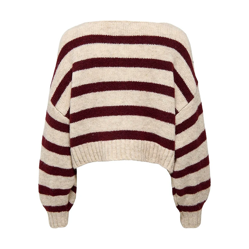 Aya Drop-Shoulder Striped Boatneck Sweater