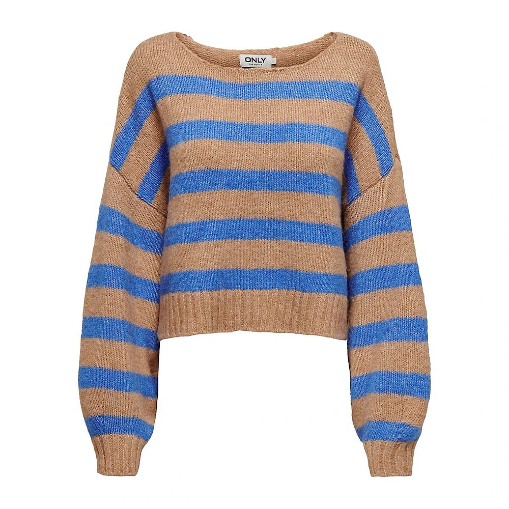 Aya Drop-Shoulder Striped Boatneck Sweater