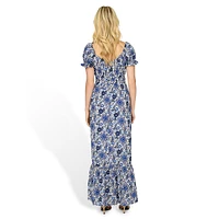 Katie Puff-Sleeve Floral Maxi Dress