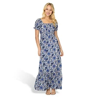 Katie Puff-Sleeve Floral Maxi Dress