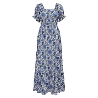 Katie Puff-Sleeve Floral Maxi Dress