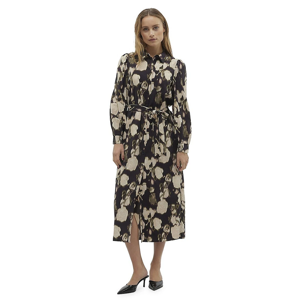 Celina Printed Midi Shirtdress