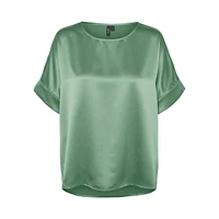 Plus Merle O-Neck Cuffed-Sleeve Top