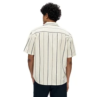 Relaxed-Fit Cotton & Linen Short-Sleeve Print Shirt