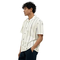 Relaxed-Fit Cotton & Linen Short-Sleeve Print Shirt