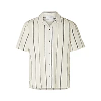 Relaxed-Fit Cotton & Linen Short-Sleeve Print Shirt