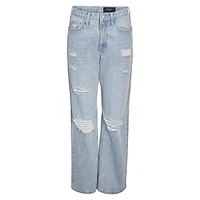 Frilla High-Waist Wide-Leg Destructed Jeans