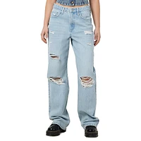 Frilla High-Waist Wide-Leg Destructed Jeans