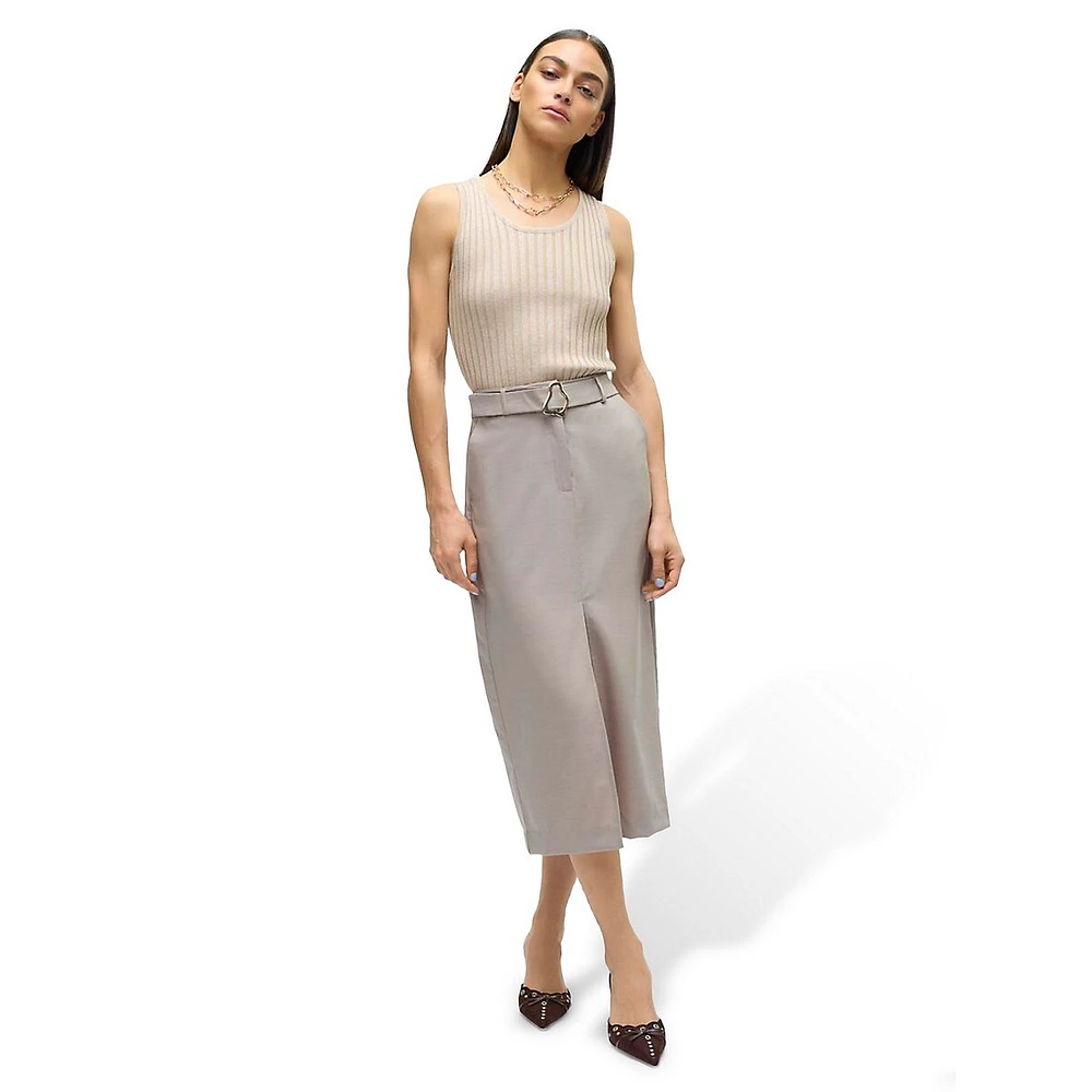 Front-Slit Pencil Skirt