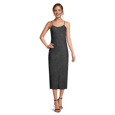 Maya Polka Dot Satin Midi Slip Dress