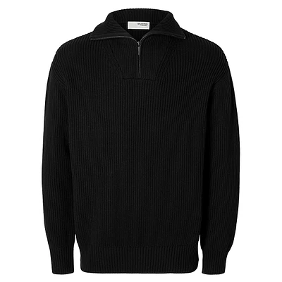 Dry Relaxed-Fit Organic Cotton Mockneck Half-Zip Sweater