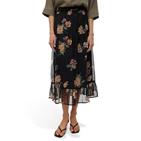 Floral Pull-on Midi Skirt
