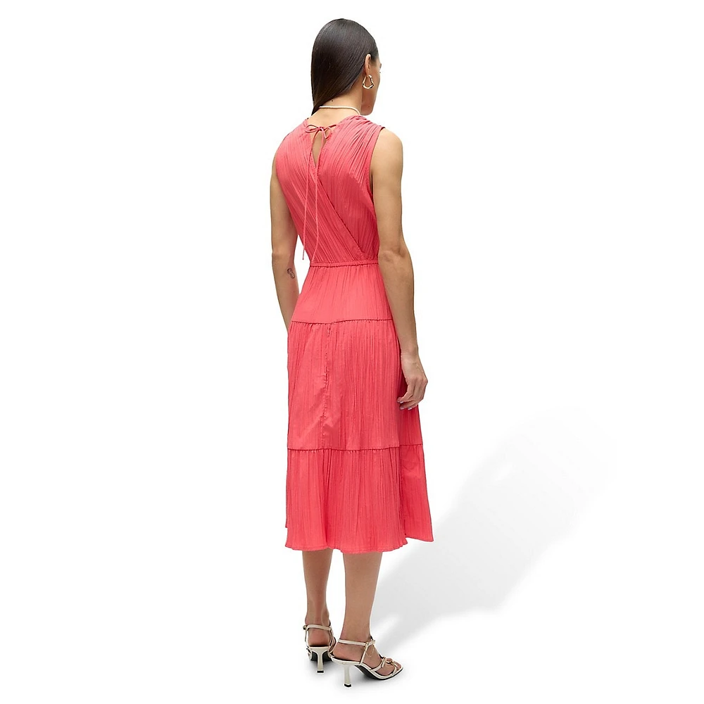 Kira Sleeveless Surplice Tiered Midi Dress