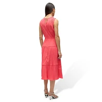 Kira Sleeveless Surplice Tiered Midi Dress
