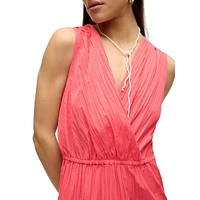 Kira Sleeveless Surplice Tiered Midi Dress
