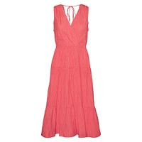 Kira Sleeveless Surplice Tiered Midi Dress