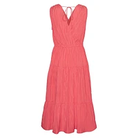 Kira Sleeveless Surplice Tiered Midi Dress