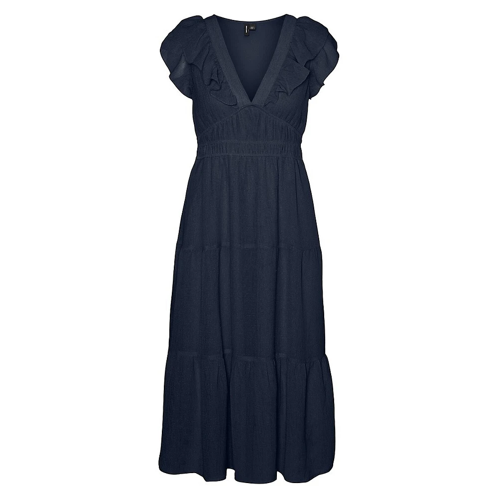 Emelie Ruffled & Tiered Midi Dress