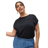 Plus Eyelet-Detailed Organic Cotton T-Shirt