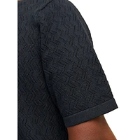 Noto Chevron-Knit Short-Sleeve Cardigan