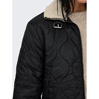 Faux Shearling-Trim Quilted Aviator Jacket