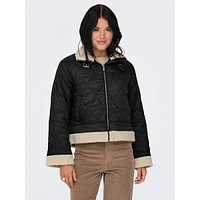 Faux Shearling-Trim Quilted Aviator Jacket