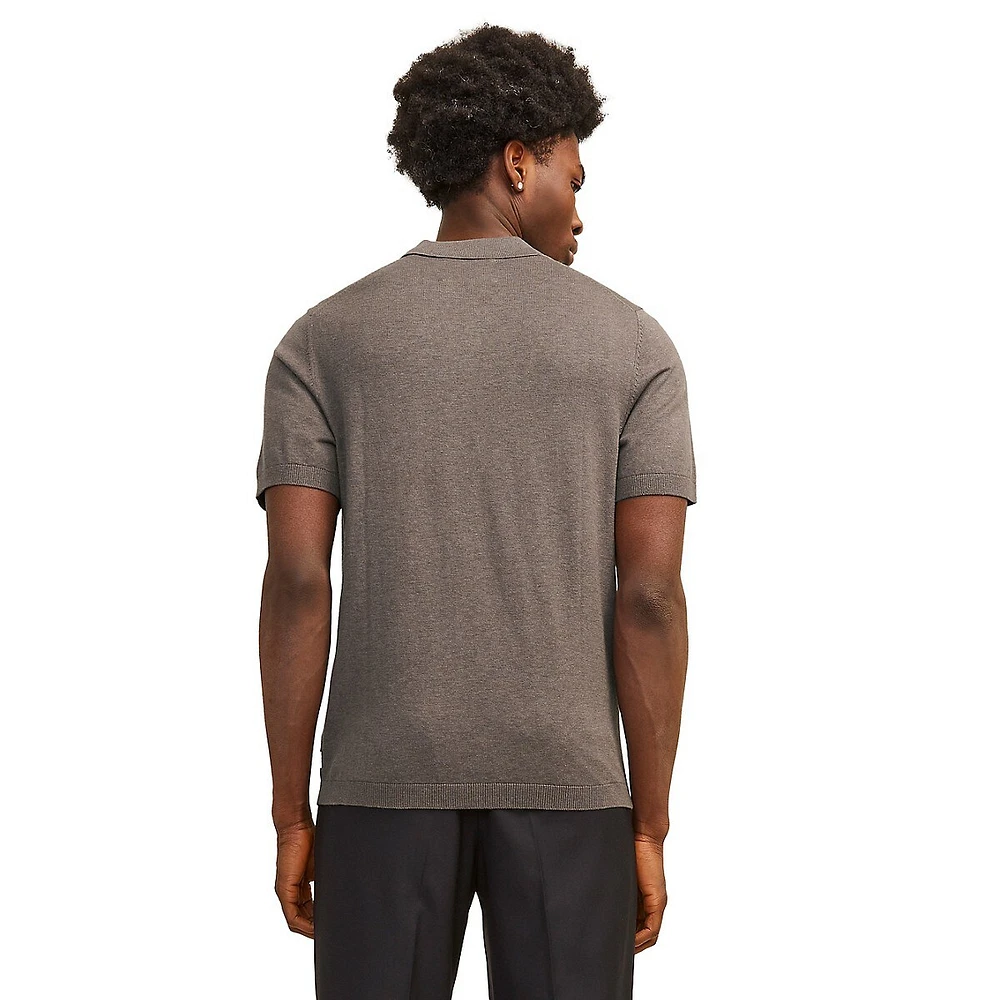 Cigor Johnny-Collar Short-Sleeve Top