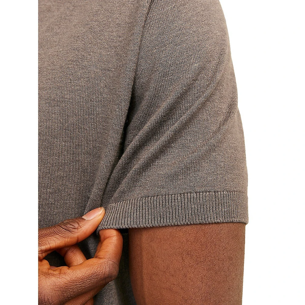 Cigor Johnny-Collar Short-Sleeve Top