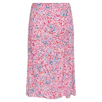 Arine High-Waist Ruched Print Midi Skirt