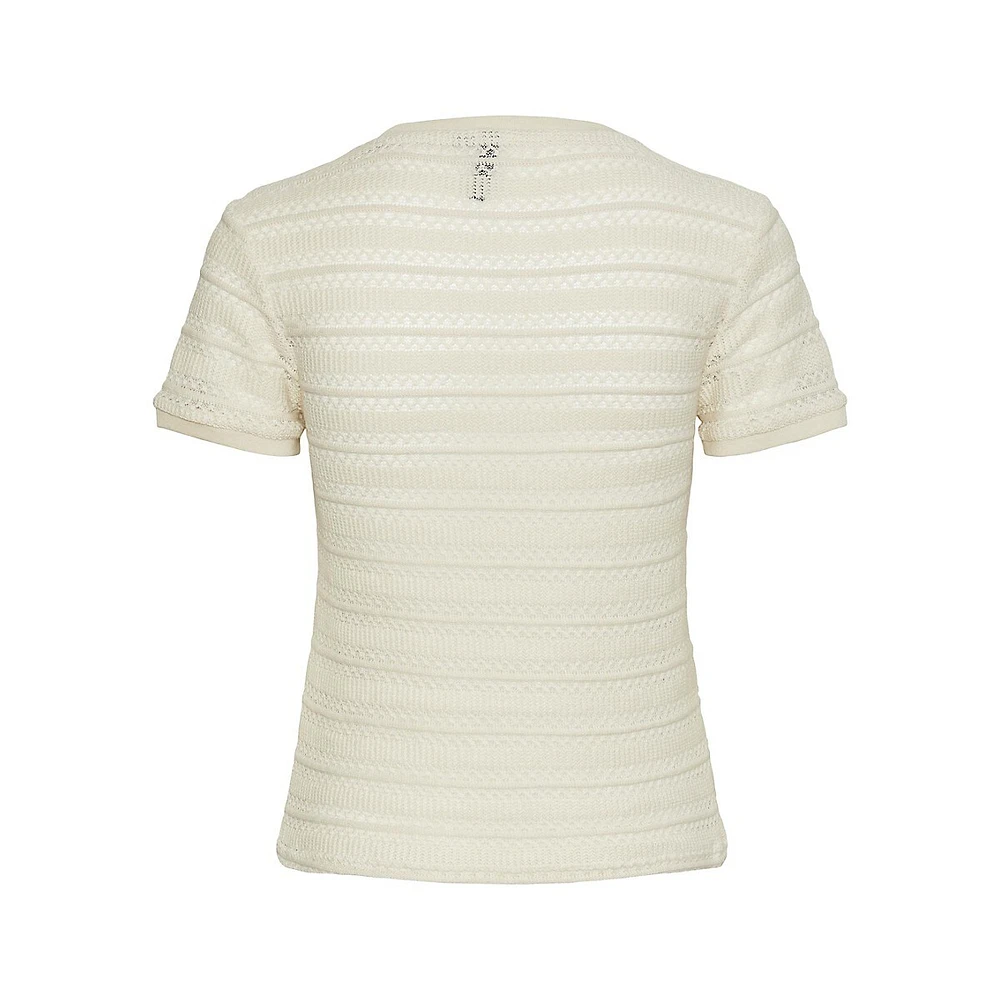 Agda Textured Tonal-Stripe Top