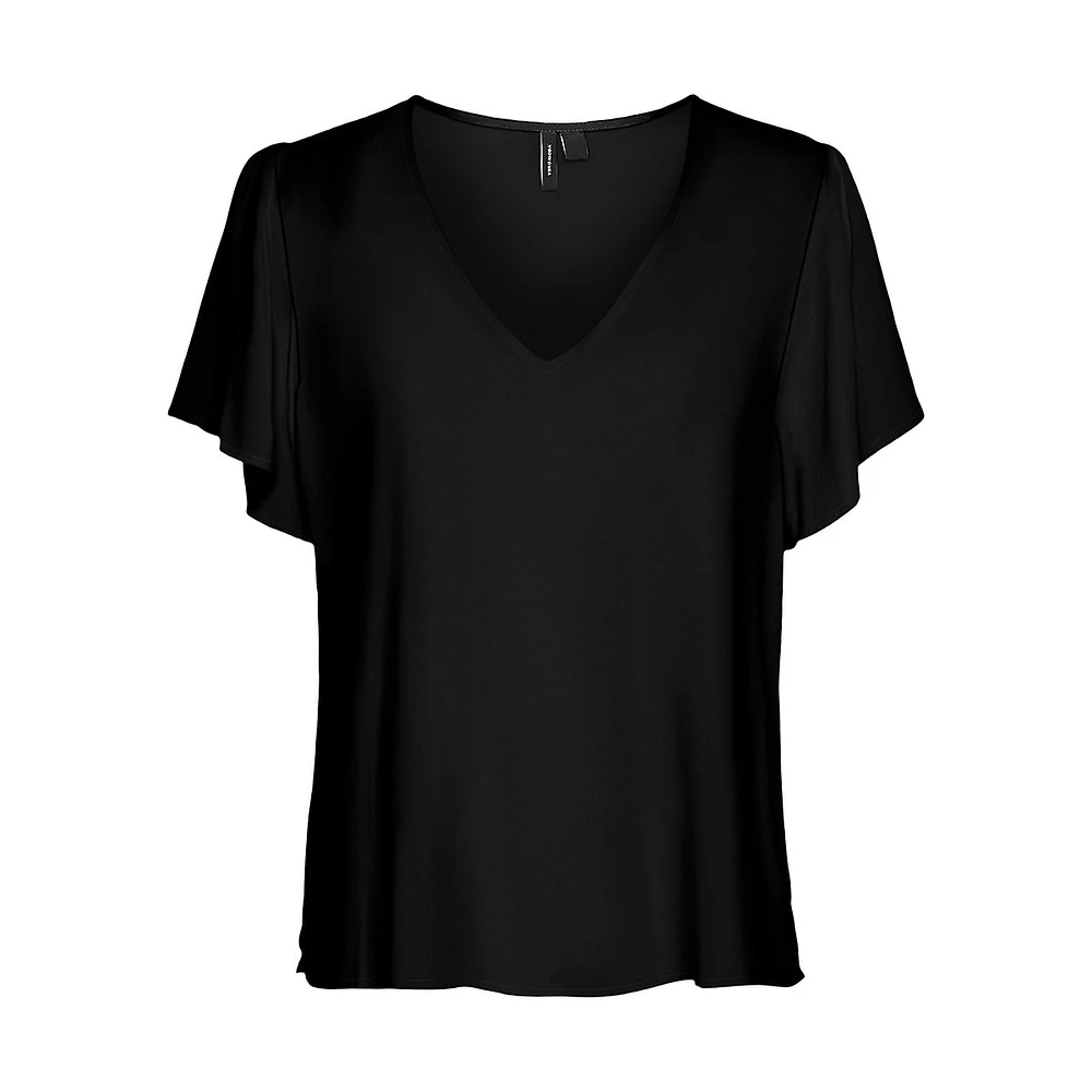 Plus Joy V-Neck Short-Sleeve Blouse