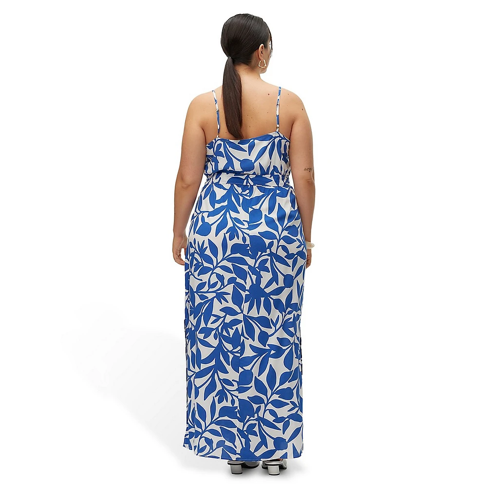 Plus Easy Joy Print Sleeveless Maxi Dress