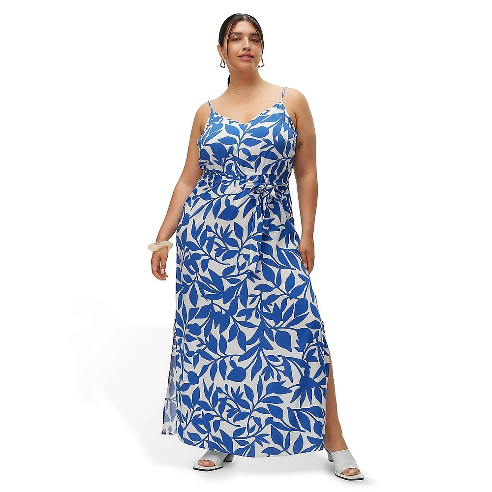 Plus Easy Joy Print Sleeveless Maxi Dress