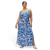 Plus Easy Joy Print Sleeveless Maxi Dress