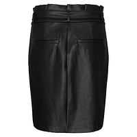 Paper Bag Faux-Leather Skirt