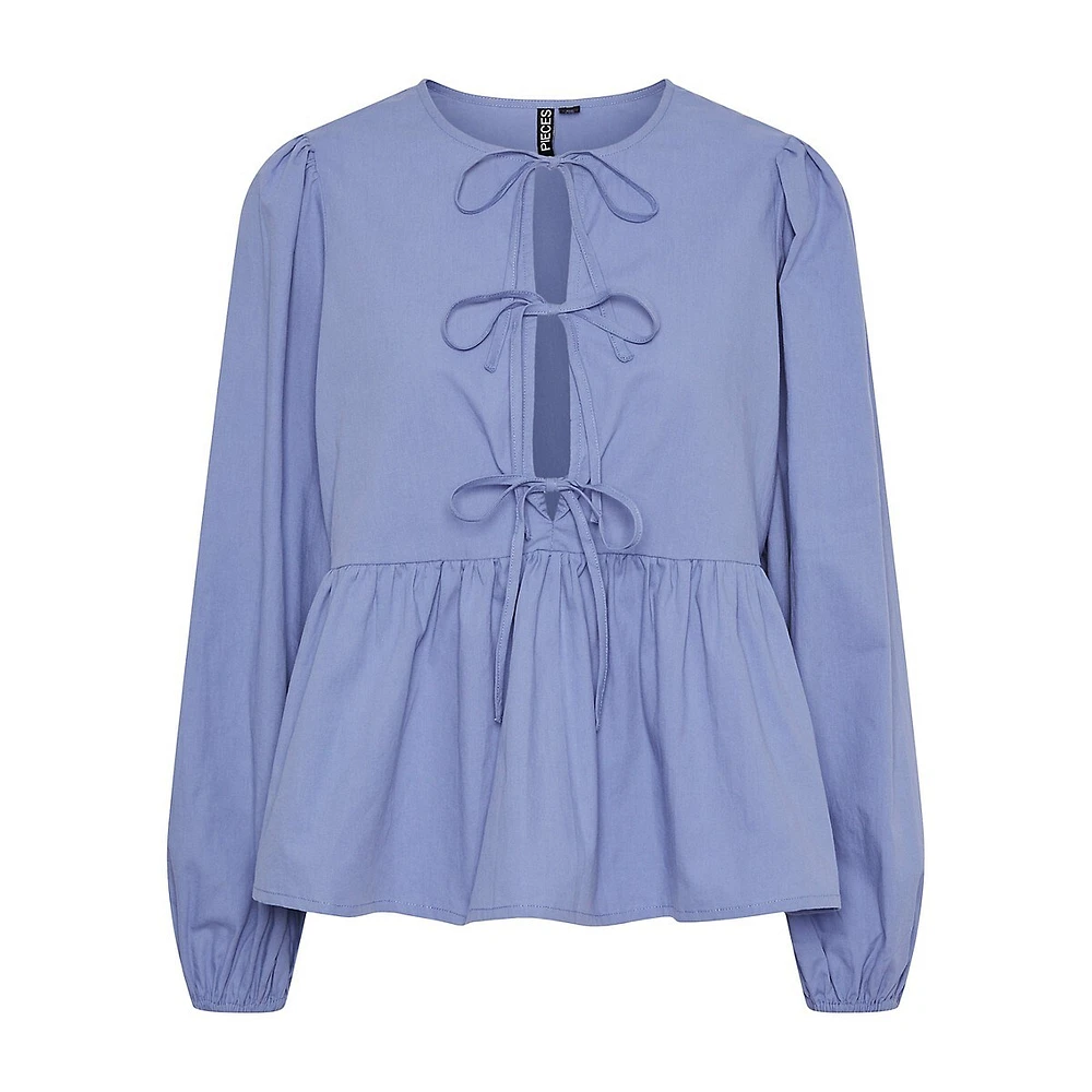 Jolly Tie-Front Peplum Blouse