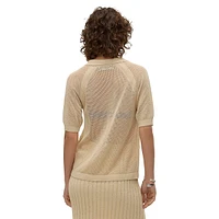 Mesh-Knit Short-Sleeve Top